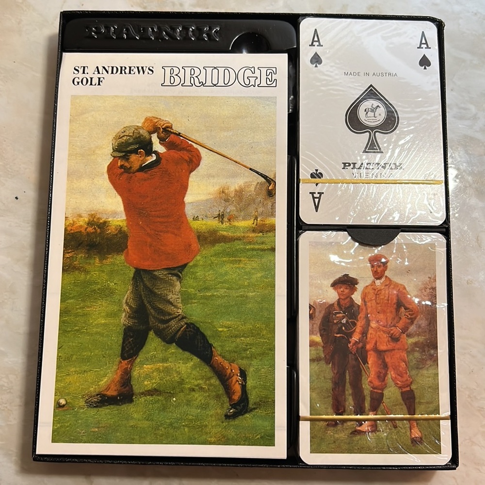 Vintage St. Andrews Golf Bridge Set - 2 deck of playing cards + scoring book